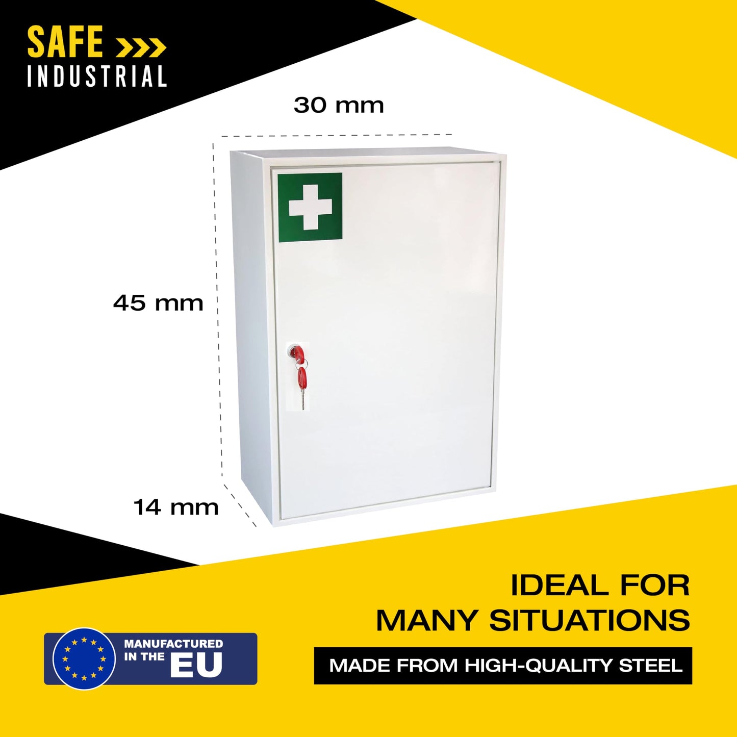 Safe Industrial - Medical Cabinet Wall Mountable Medication Cabinet Key Lock Safe with Shelves - Dedicated Secure Storage for Medicine