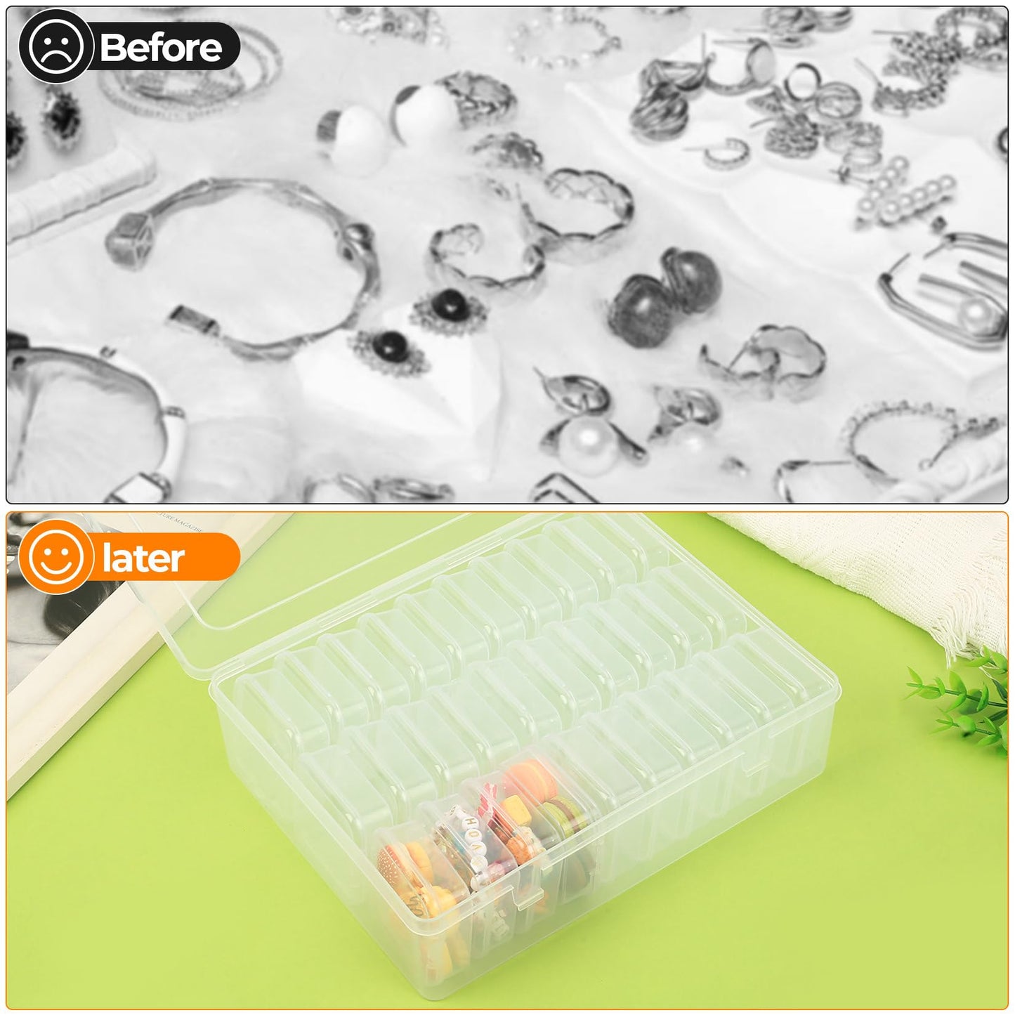 SHUTIANYA Plastic Bead Storage Box Organiser, Craft Storage Box with 30 Small Boxes
