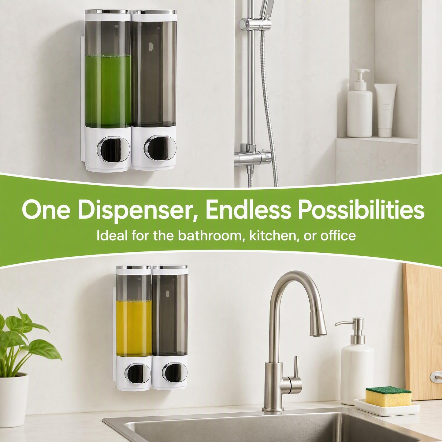 Wall Mounted Soap Dispenser, 600ml Bathroom Soap Dispenser Wall Mounted Shampoo Dispenser, Hand Soap Dispenser