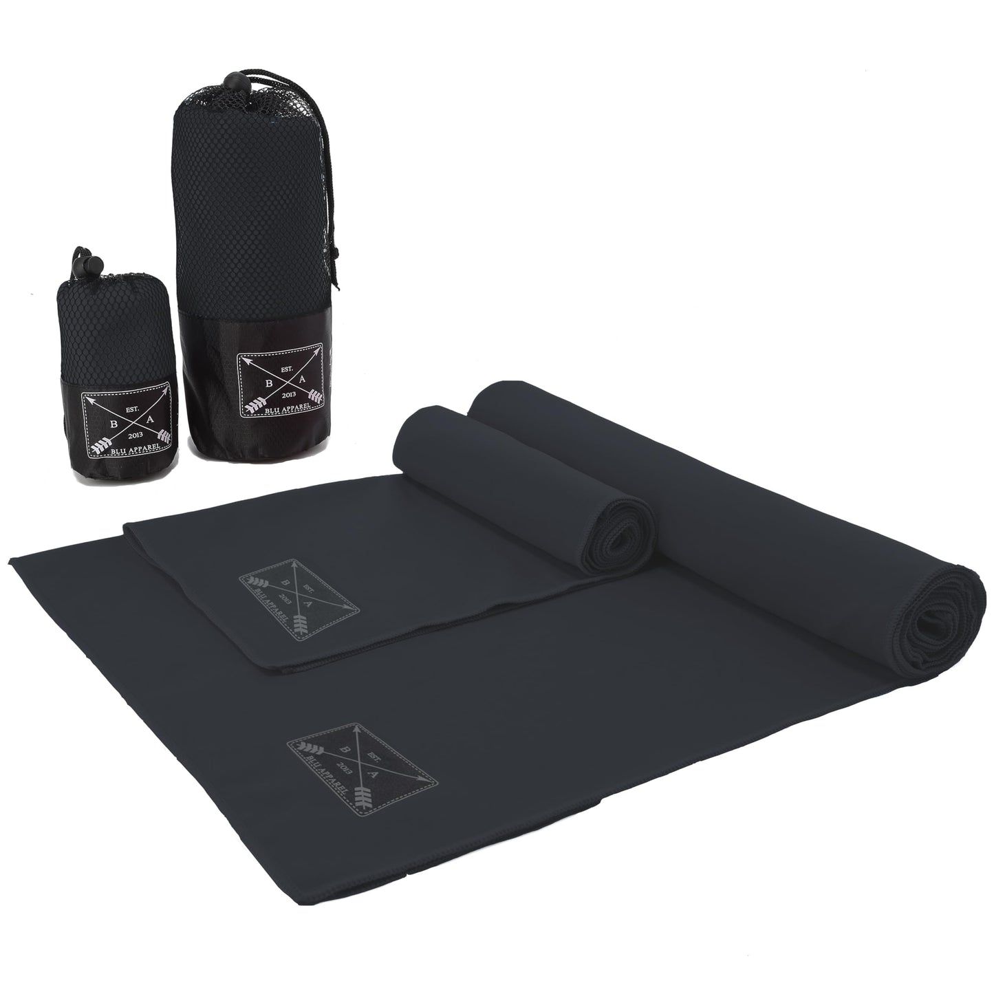 Blu Apparel Mircrofibre Towel (Charcoal, Beach Towel)