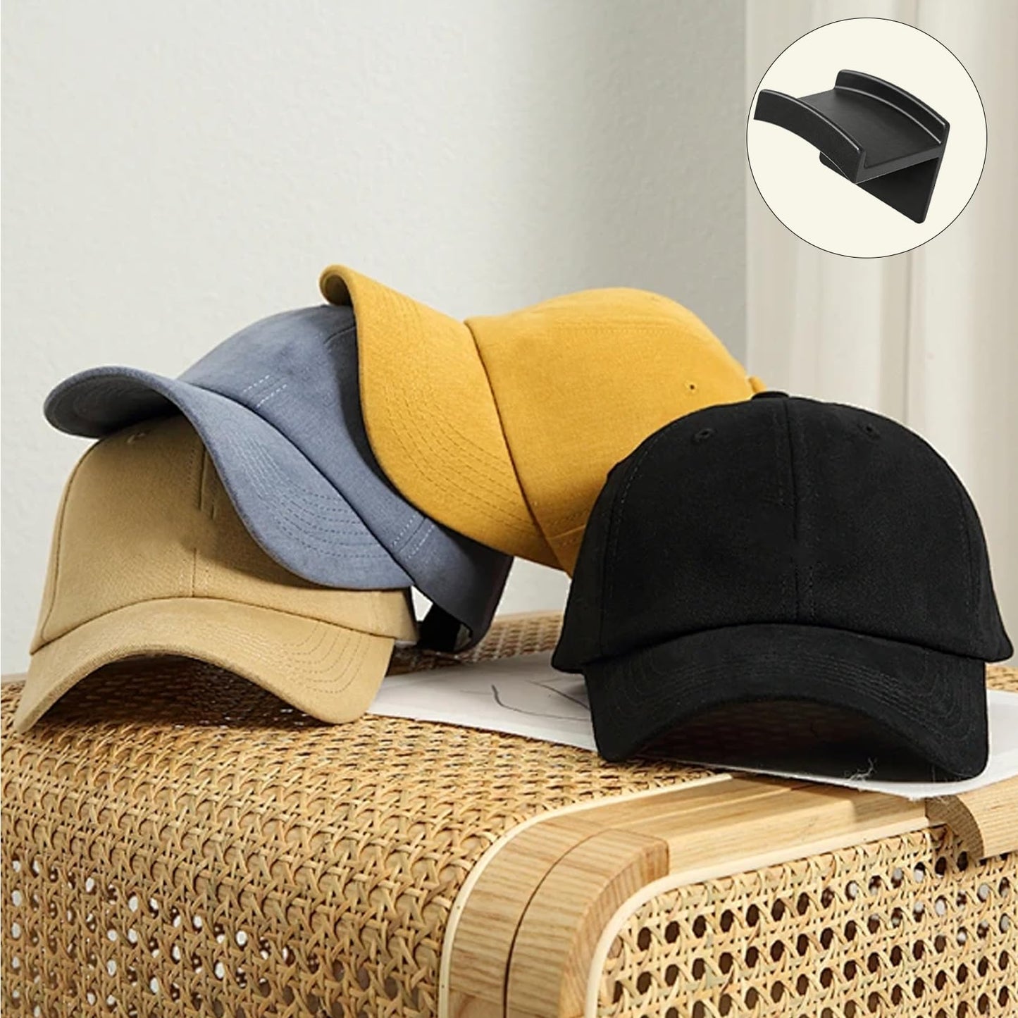 10Pcs Hat Rack,Adhesive Hat Organiser Hooks for Wall Mounted Cap Storage