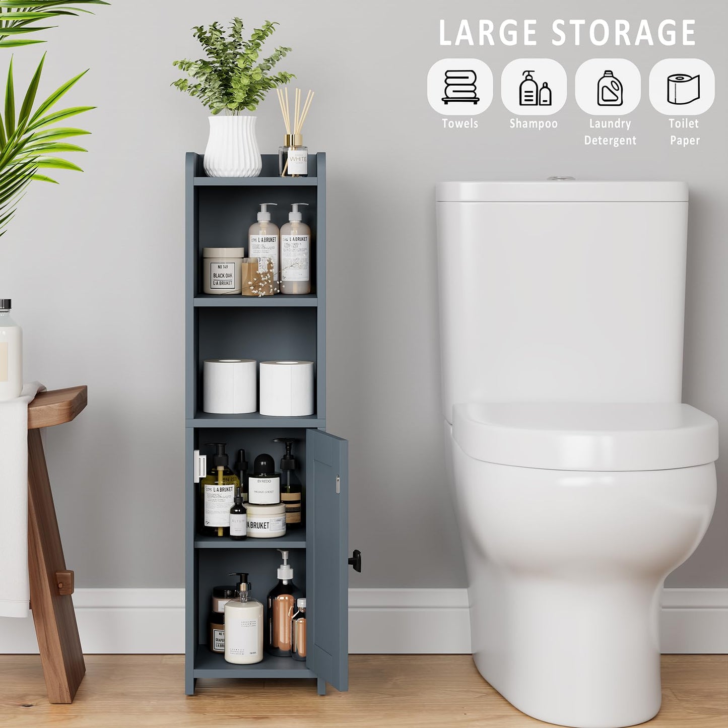 Lomojo Small Bathroom Storage Cabinet Corner, 7.87" Dx7.87 W x31.5 H (Gray)