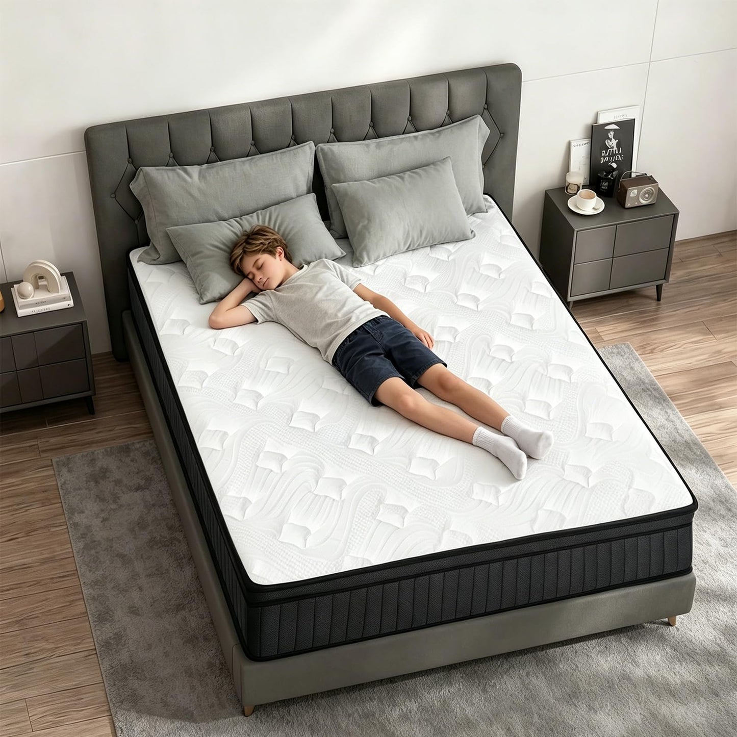 Vipbear Premium Firm Hybrid 0 Zero Memory Foam Single Mattress with Springs Inside 25cm