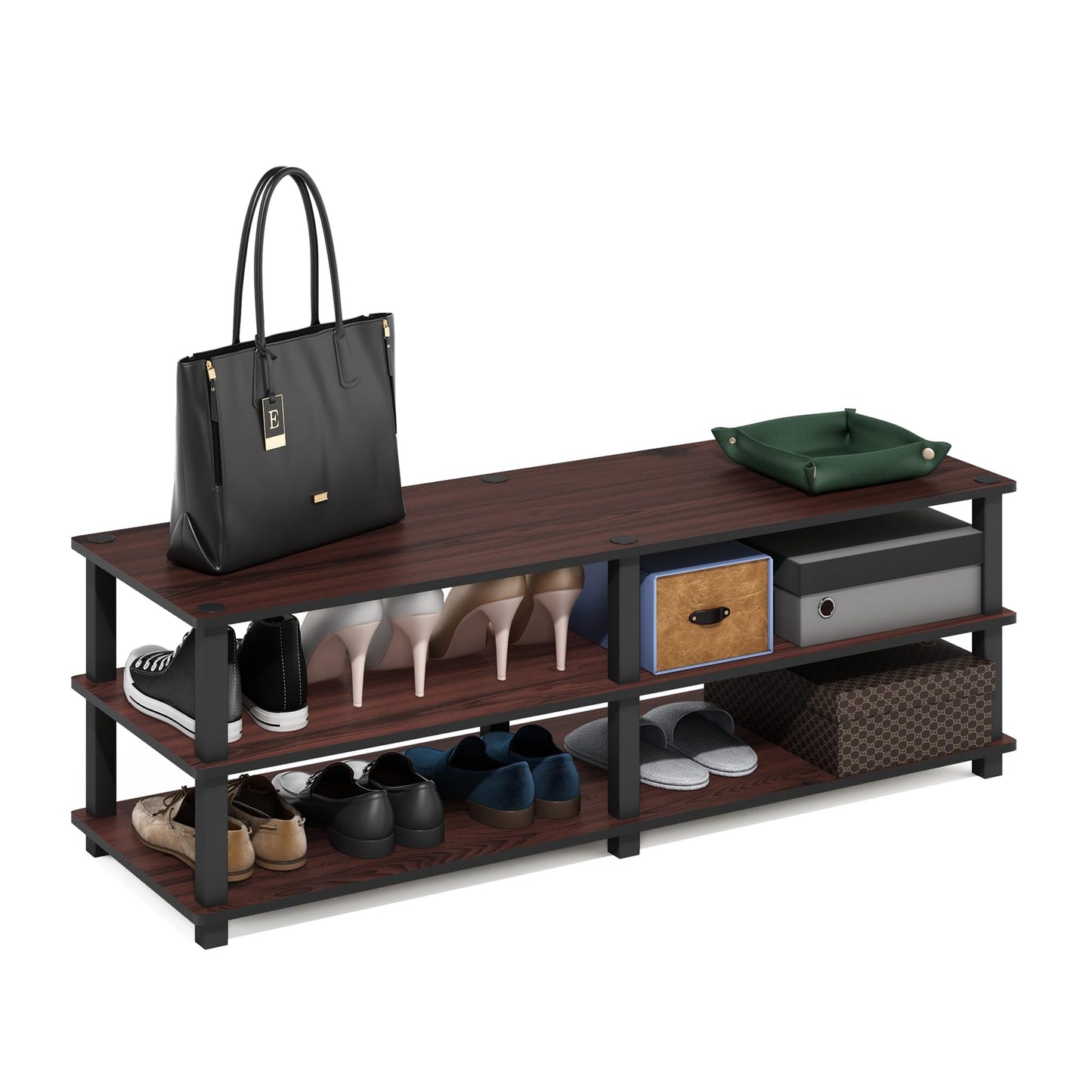 Furinno TURN-S-TUBE Shoe Rack, 3-Tier Shoe Organizer, Shoe Storage Rack with No Tools Assembly, 11.6 x 47.2 x 15.4, for Closet Entryway, Office
