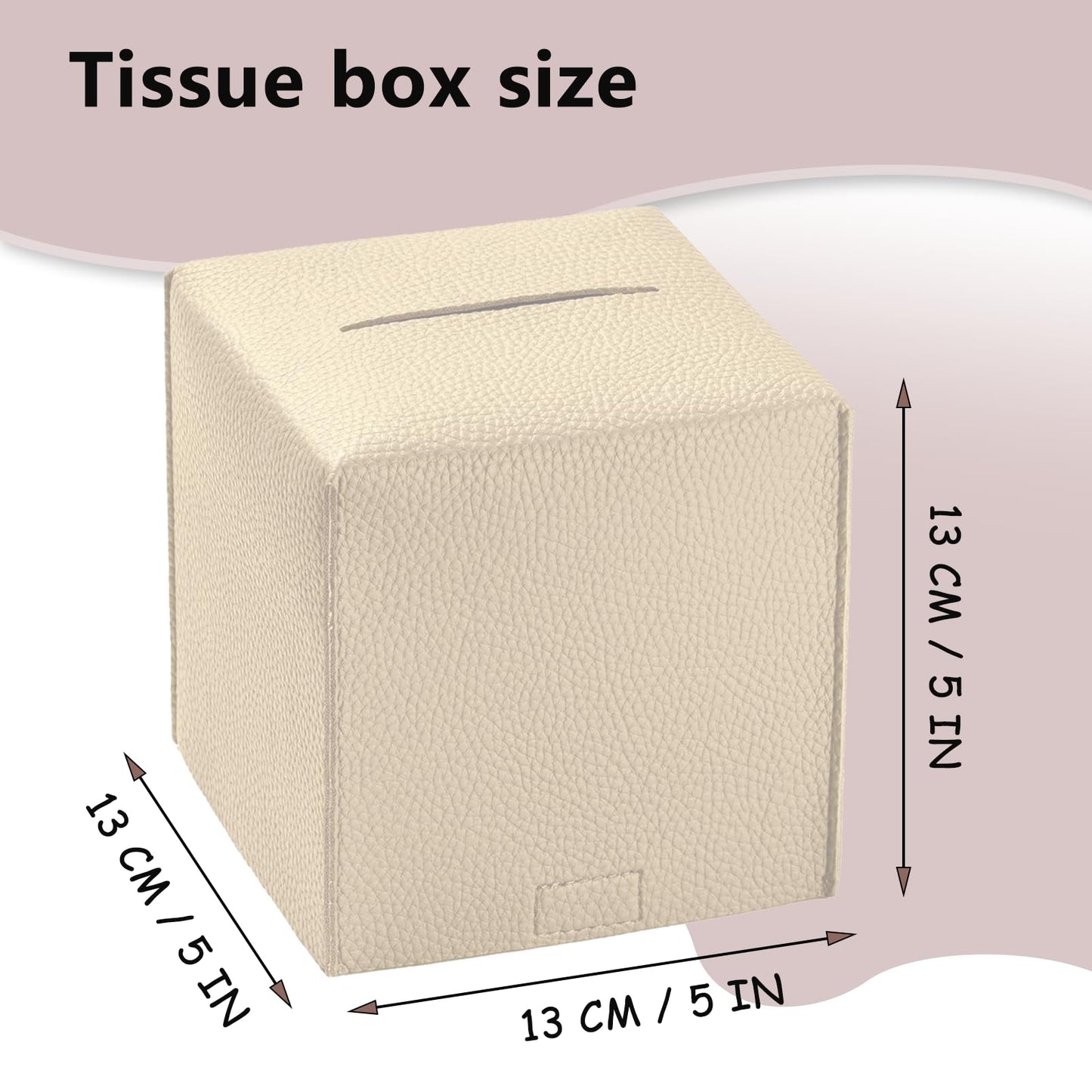 2 Pcs Tissue Box Cover, Square PU Leather Tissue Holder, Square Napkin Dispenser for Home, Hotel, Office, Vanity and Restaurant - 5 Inch Cube