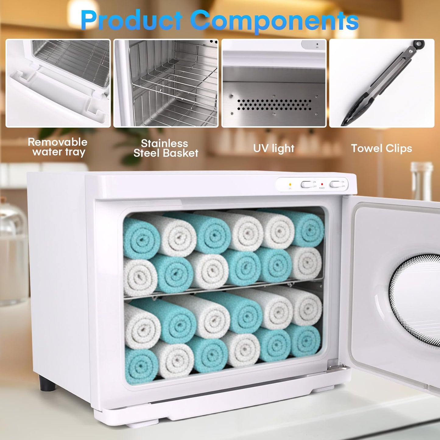 TopDirect Hot Towel Warmer Cabinet 23L, Extra Large Capacity Towel Warmers Spa with See Through Window, Professional Towel Heater Cabinet for Spa