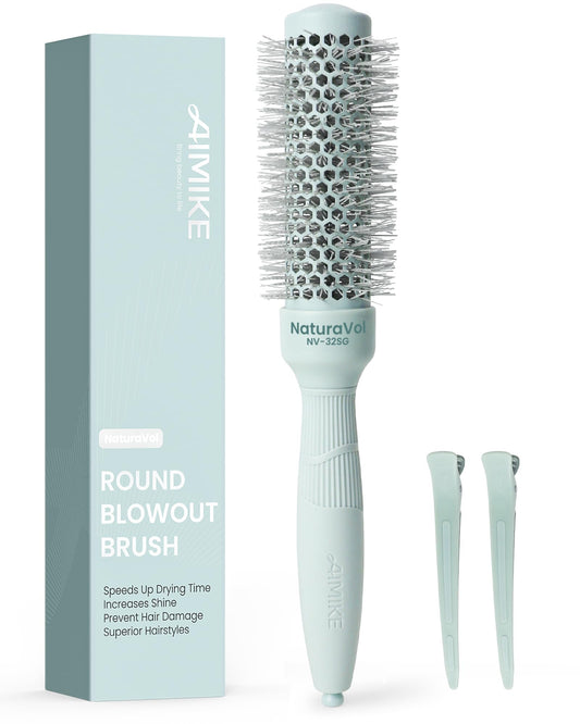 AIMIKE Round Hair Brush, Small Round Brush w/Nano Thermal Ceramic & Ionic Tech, Blow Dry Hair Brush for Salon-like Styling at Home, Maximum Volume and