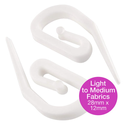 White Plastic Curtain Hooks for Pencil Pleat, Track & Window - 100 Pack