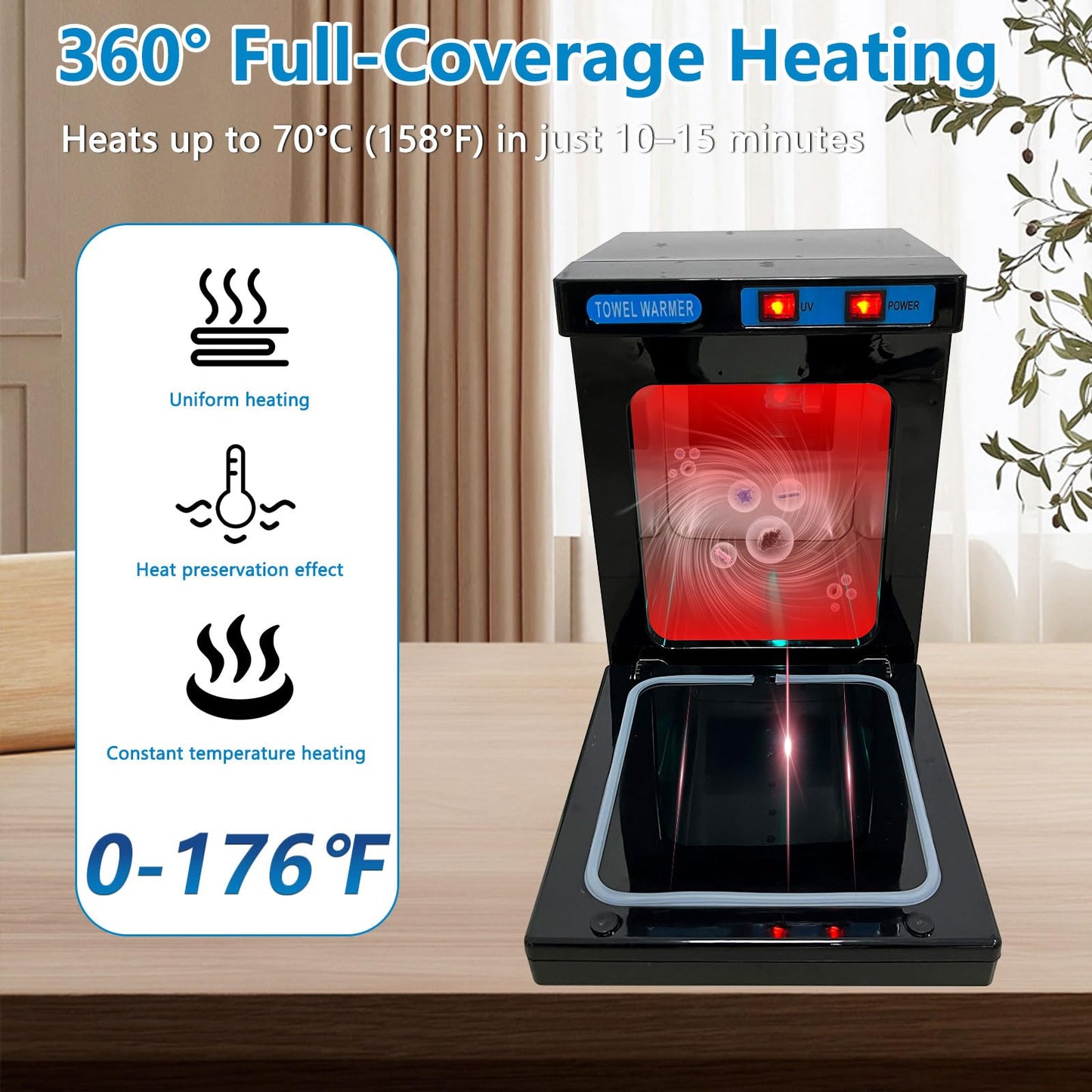 Hot Towel Warmer, 5L Towel Warmer Cabinet with UV Sterilizer, 360° Heating & Fast Heat-Up, Easy to Use for Beauty, Salon, Spa, and Home