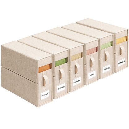 ZenStorage 6Pack Sheet Organizers and Storage - King/Queen Size Sheet Storage Organizer with Window
