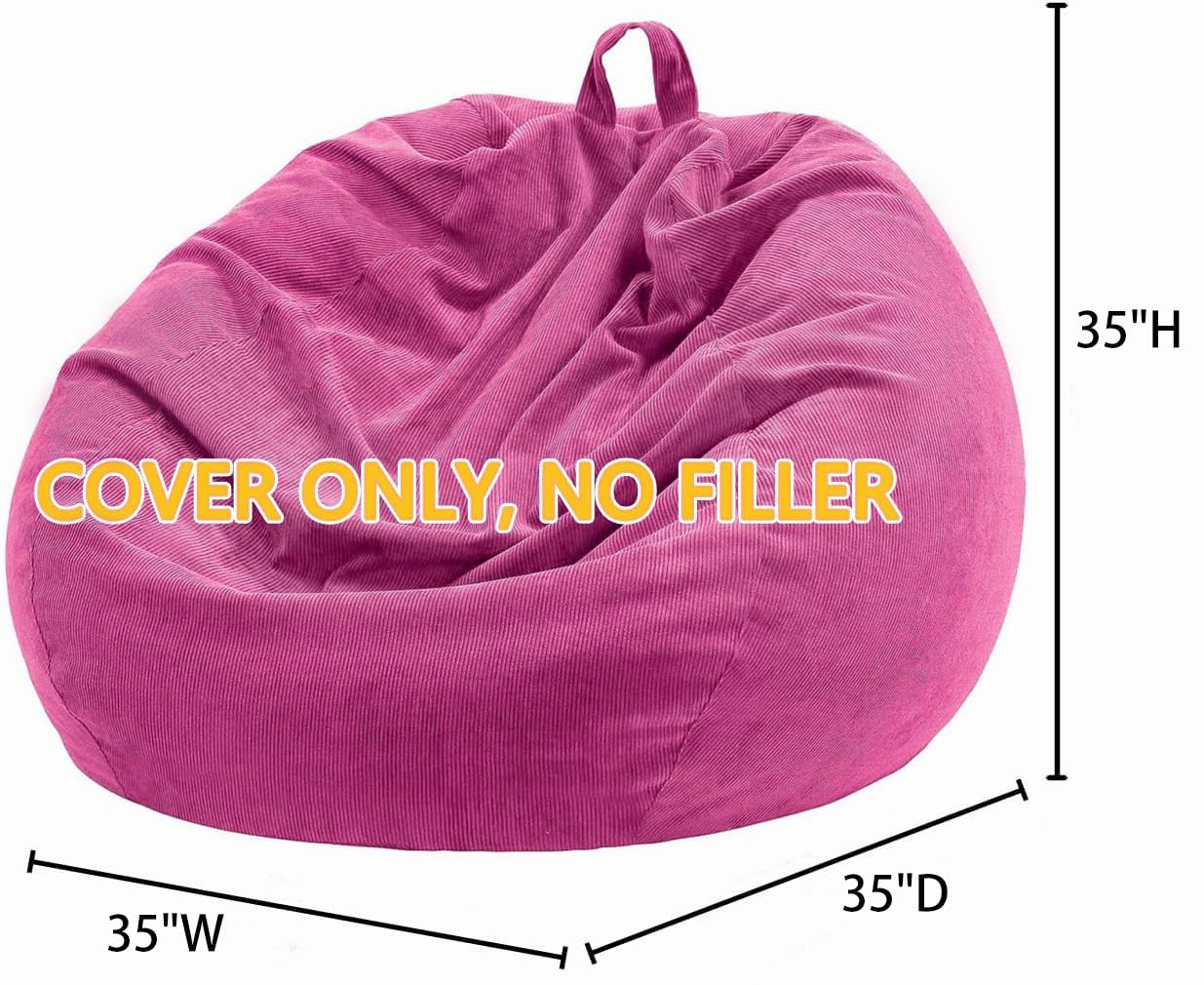 Nobildonna 3 ft Bean Bag Chair Cover (No Filler) for Adults and Kids 300L Extra Large Stuffed Animal Storage Bean Bag Washable Soft Premium Corduroy
