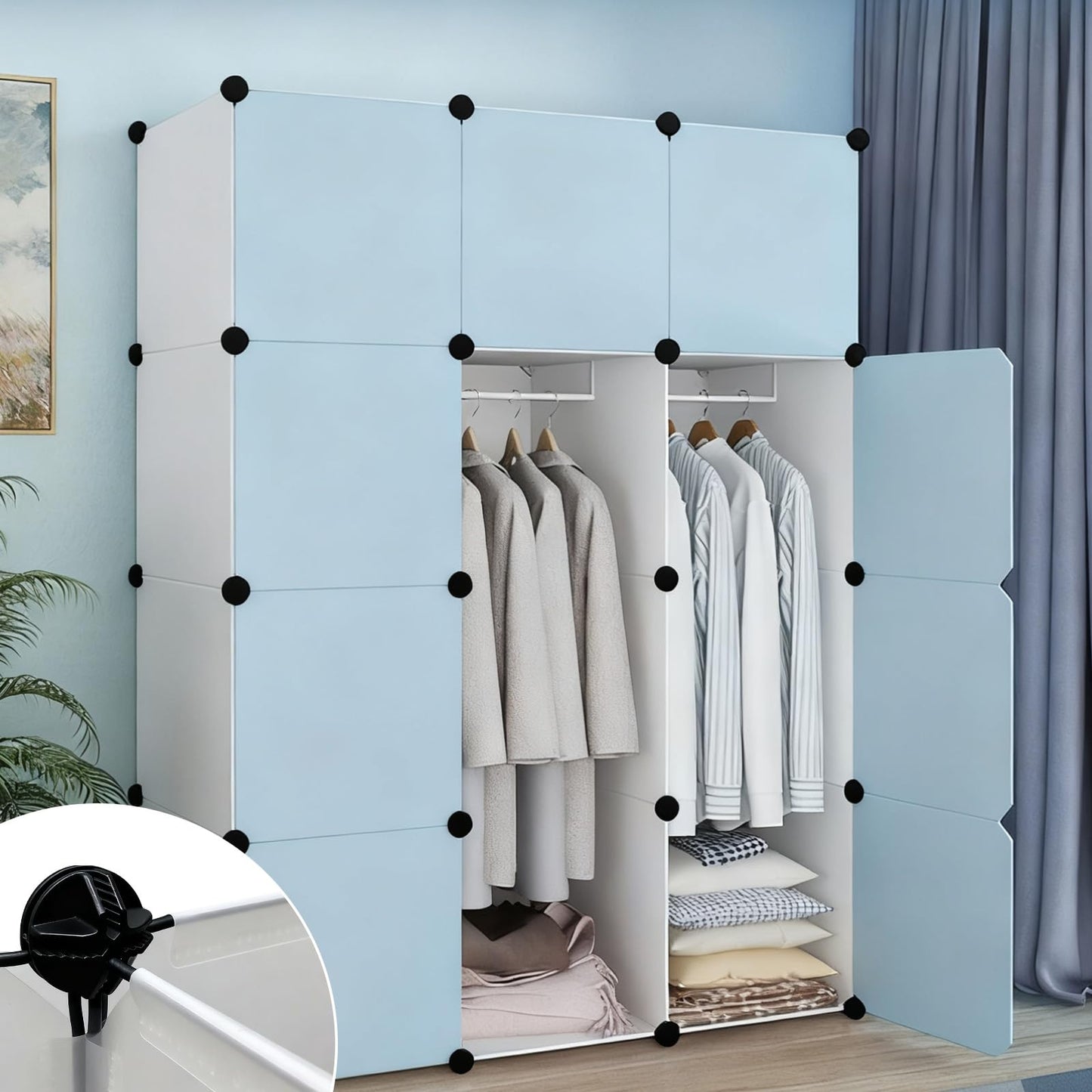 Xgvzs 50 PCS Wire Cube Connectors - Black ABS Plastic Grid Cube - Modular Closet Storage Organizer