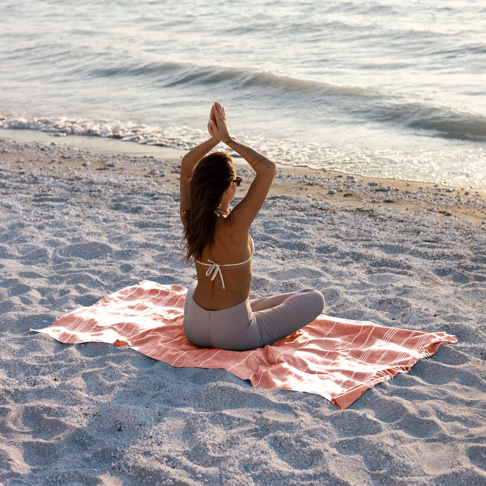 MyStilo 100% Recycled Cotton Hammam Towel - Sustainable and Natural - Sauna Towel, Beach Towel, Shower Towel, Bath Towel, Yoga Towel - Petrol