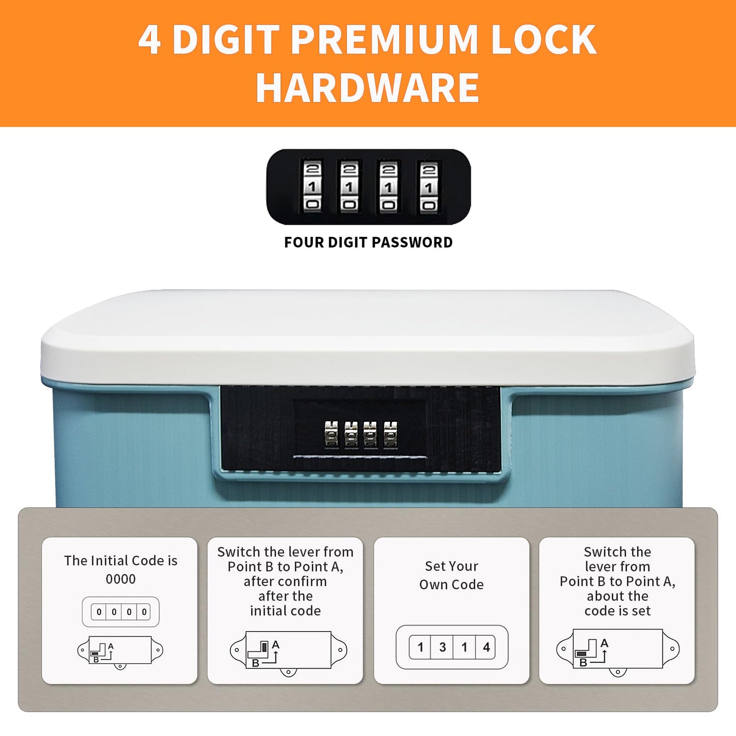 Toolzia Lockable Medicine Storage Box with Combination Lock, Hygienic Medication Storage Organizer Household Security Stash Box Lightweight Storage