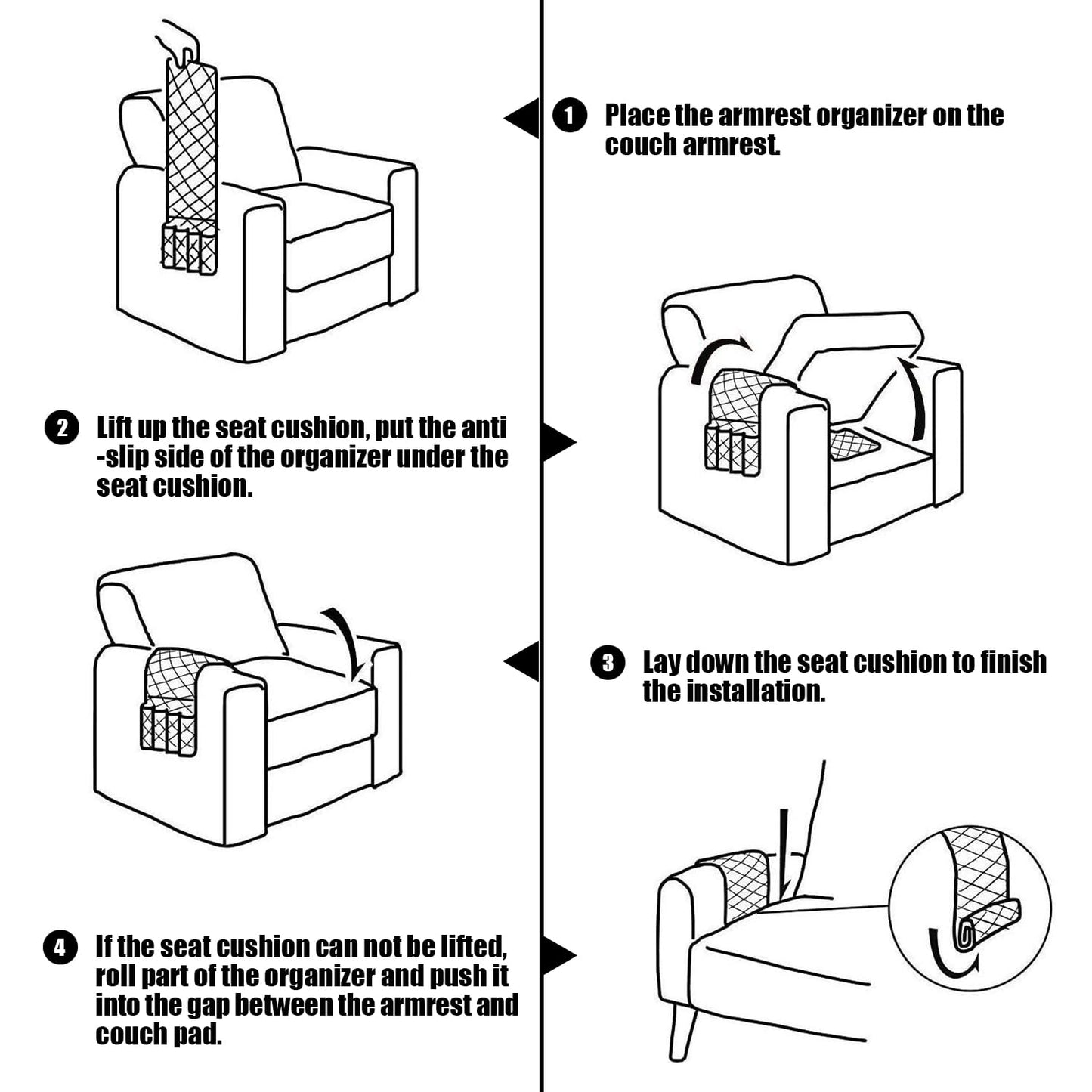 Kaelix Sofa Remote Control Holder Armchair Caddy – Non-Slip Couch Organizer for Remote, Phone, Glasses – 5 Pockets Arm Rest Organizer