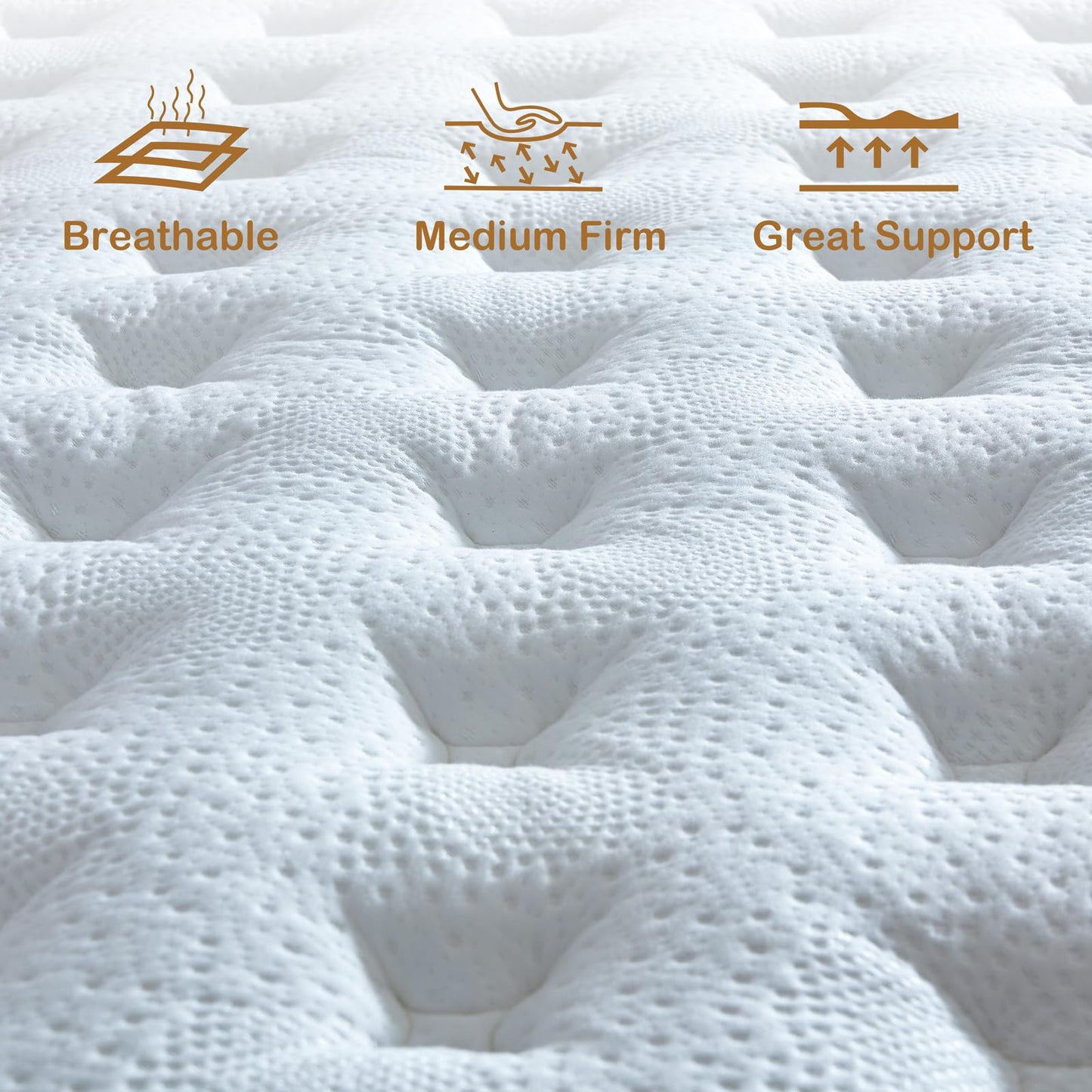 Tegeniss Double Mattress 25cm with Memory Foam & Pocketing Spring |In a Box,Medium Firm, Breathable Cover,Motion Isolation,Edge Support,White