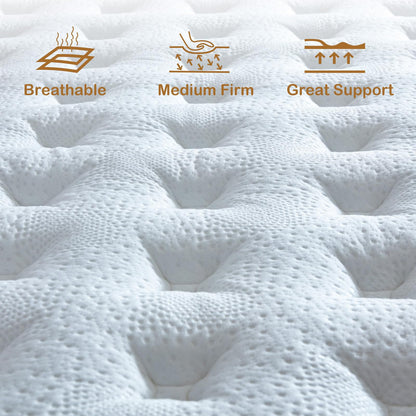 Tegeniss Single Mattress 25cm with Memory Foam & Pocketing Spring | In a Box,Medium Firm, Breathable Cover,Motion Isolation,Edge Support