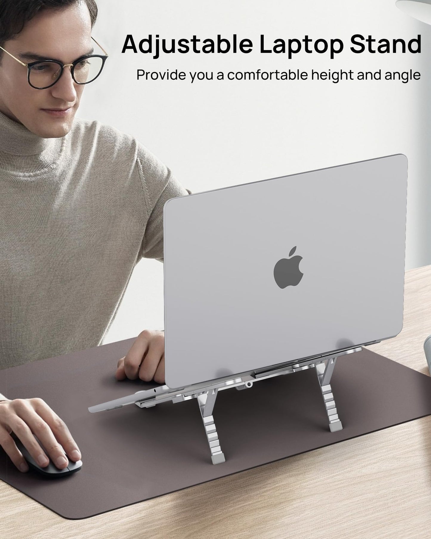 SODI Laptop Stand, Pocket-sized, Foldable and Portable Laptop Stand, 6 Adjustable Levels, Lightweight for Travel/Library/Cafe