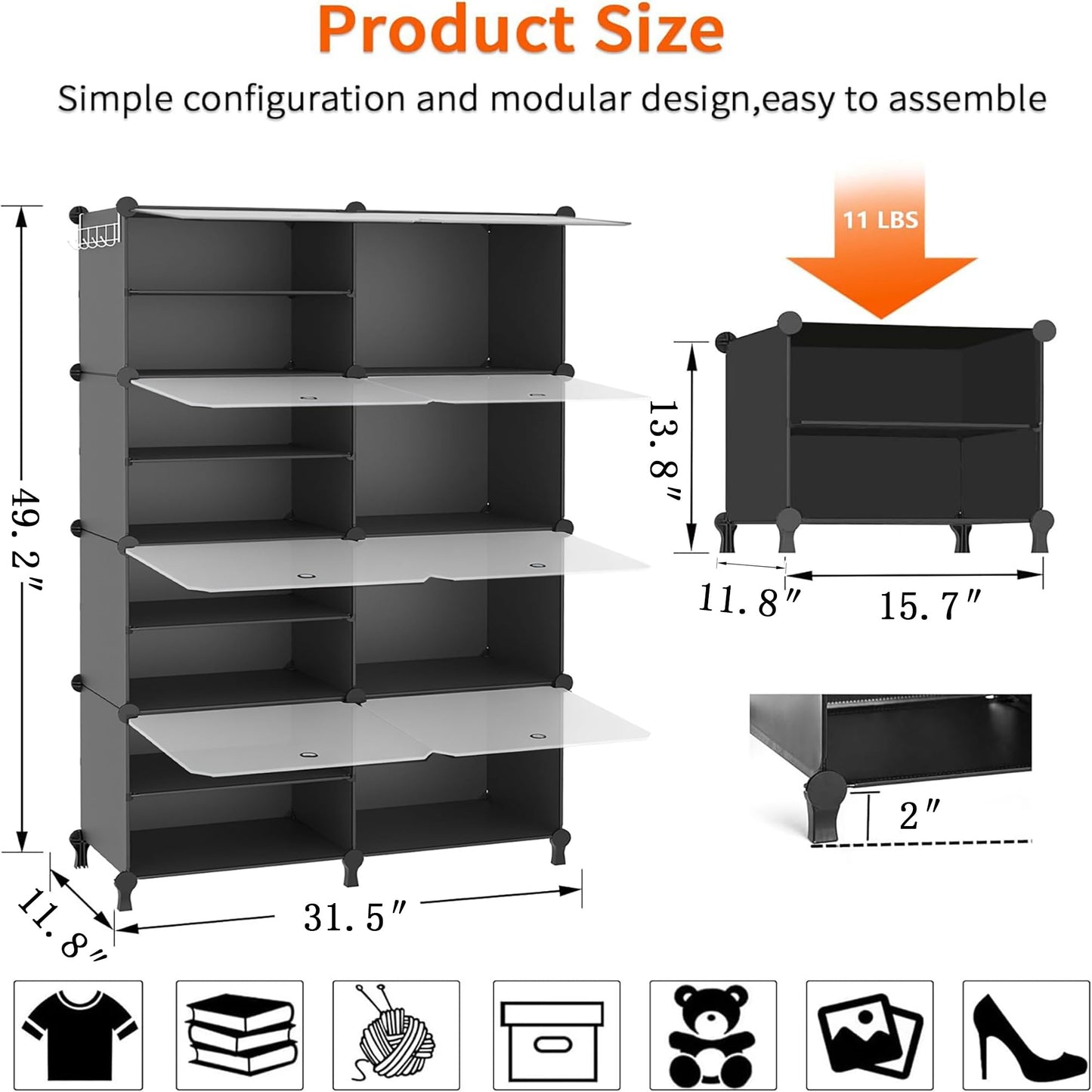 ATTDETJL Shoe Storage,Oversized Shoe Rack with Cover and Hooks for 24Pair