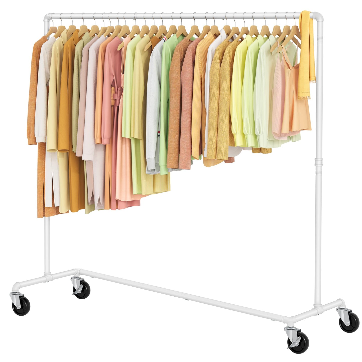 Tajsoon White Z Racks for Clothing Heavy Duty 250LB, Z Rolling Garment Rack