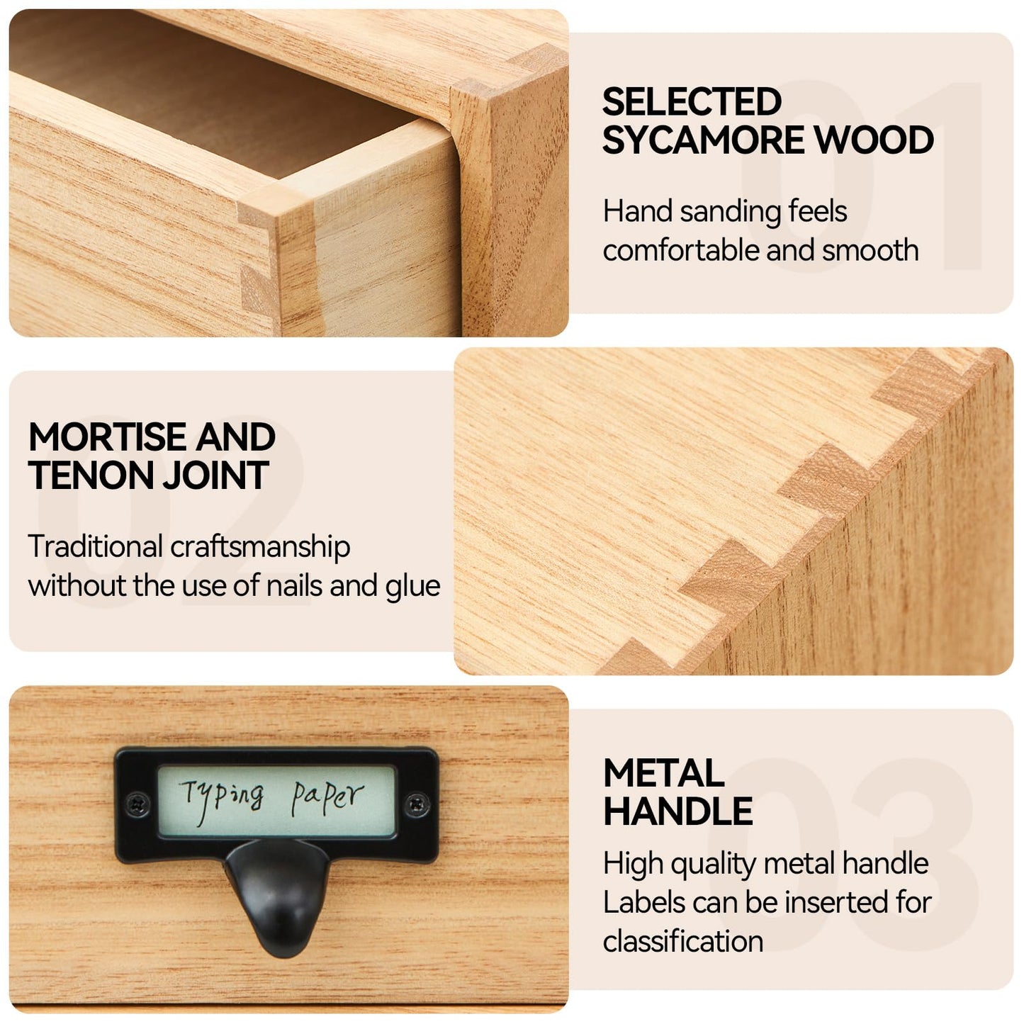 KIRIGEN Wooden Desktop Drawer Organiser, 2 Drawers, A4 Storage, Natural