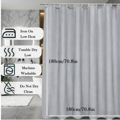 AmzDaKai Shower Curtain PEVA, Waterproof Anti-Mould Bath Curtain with Weight Tape & 12 Hooks, 180x180 cm 71x71 Inch for Bathroom Grey