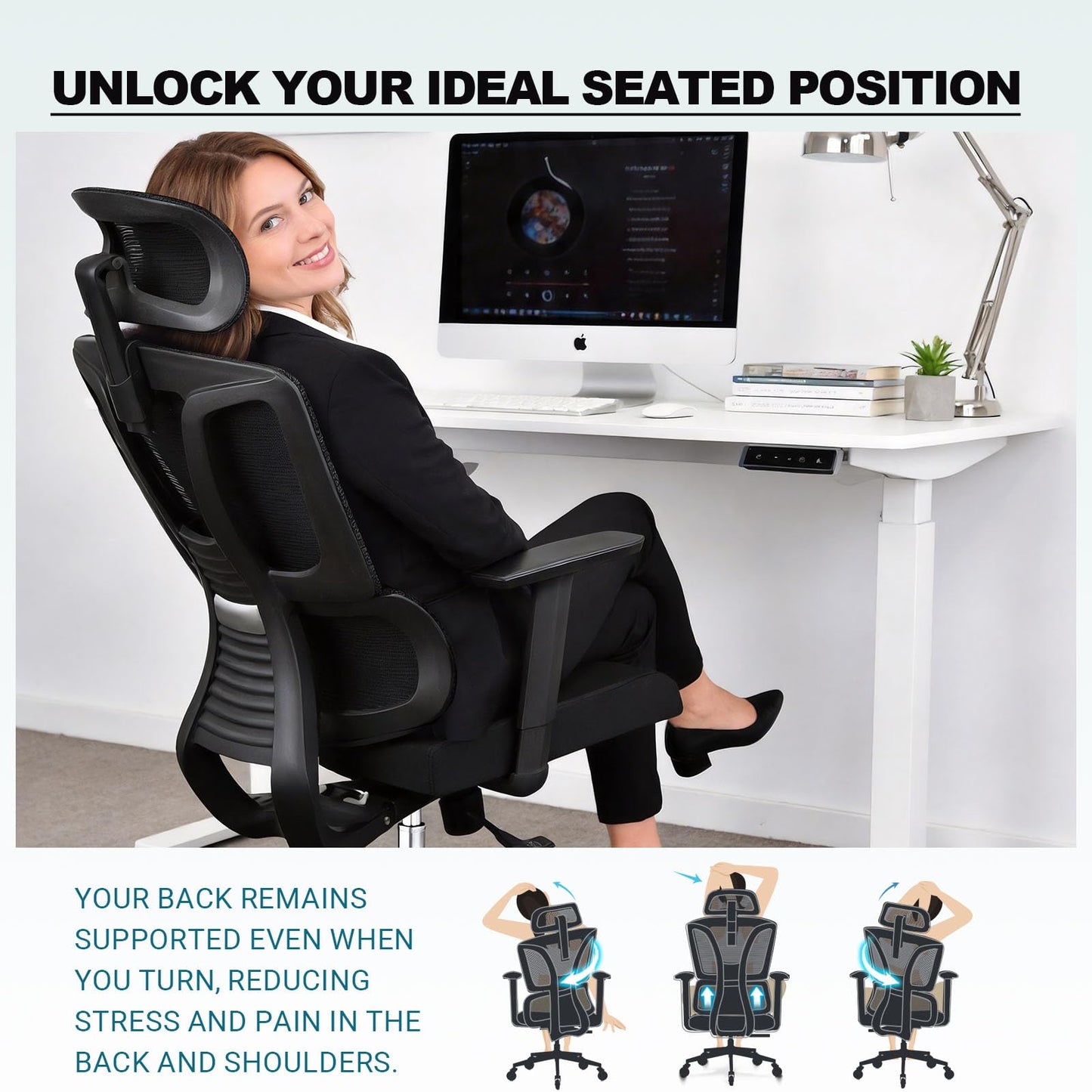 MELOKEA Ergonomic Office Chair, Heavy Duty Big and Tall Desk Chair