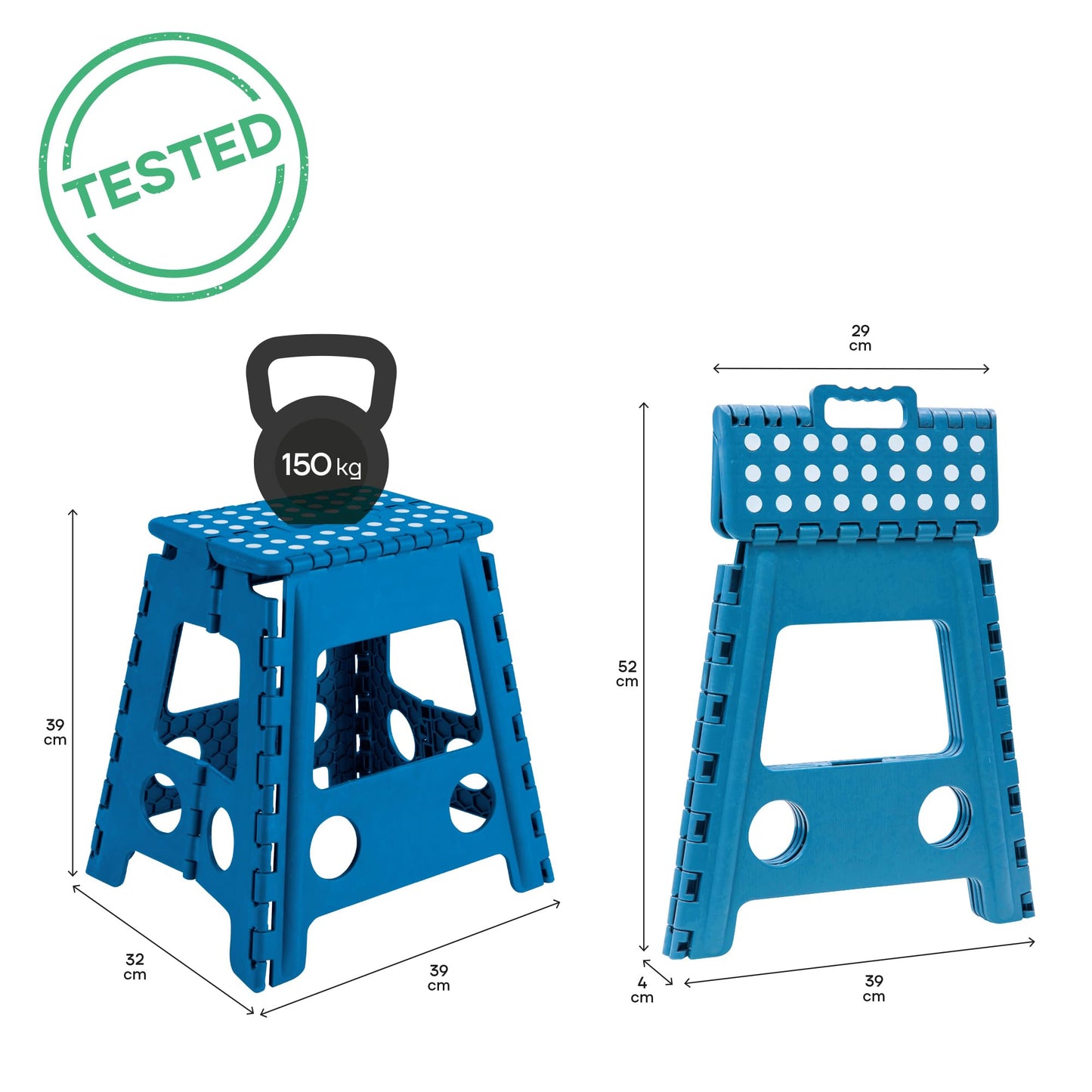 ARREGUI TB-039-A Small Folding Stool for Children and Adults Portable and Foldable Folding Stool 150 kg Load Capacity Stool for Kitchen Bathroom