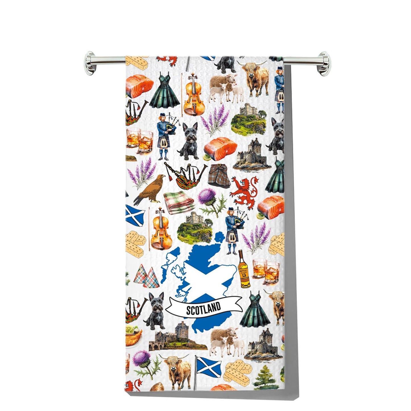 MYSOMY Scotland Kitchen Towel Scottish Dish Towels Scotland Thistle Towel Scottish Housewarming Gifts (Scotland kt2)