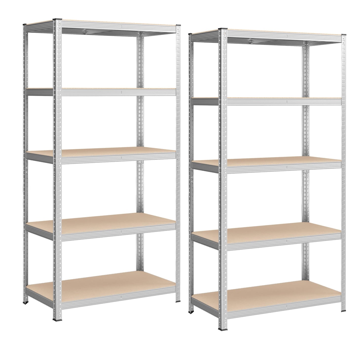 SONGMICS GLR050E02 Set of 2 Heavy Duty Shelving Units, Steel Shelving Unit, 5 Shelves, Screwless for Garage, Warehouse, Utility Room, Load Capacity