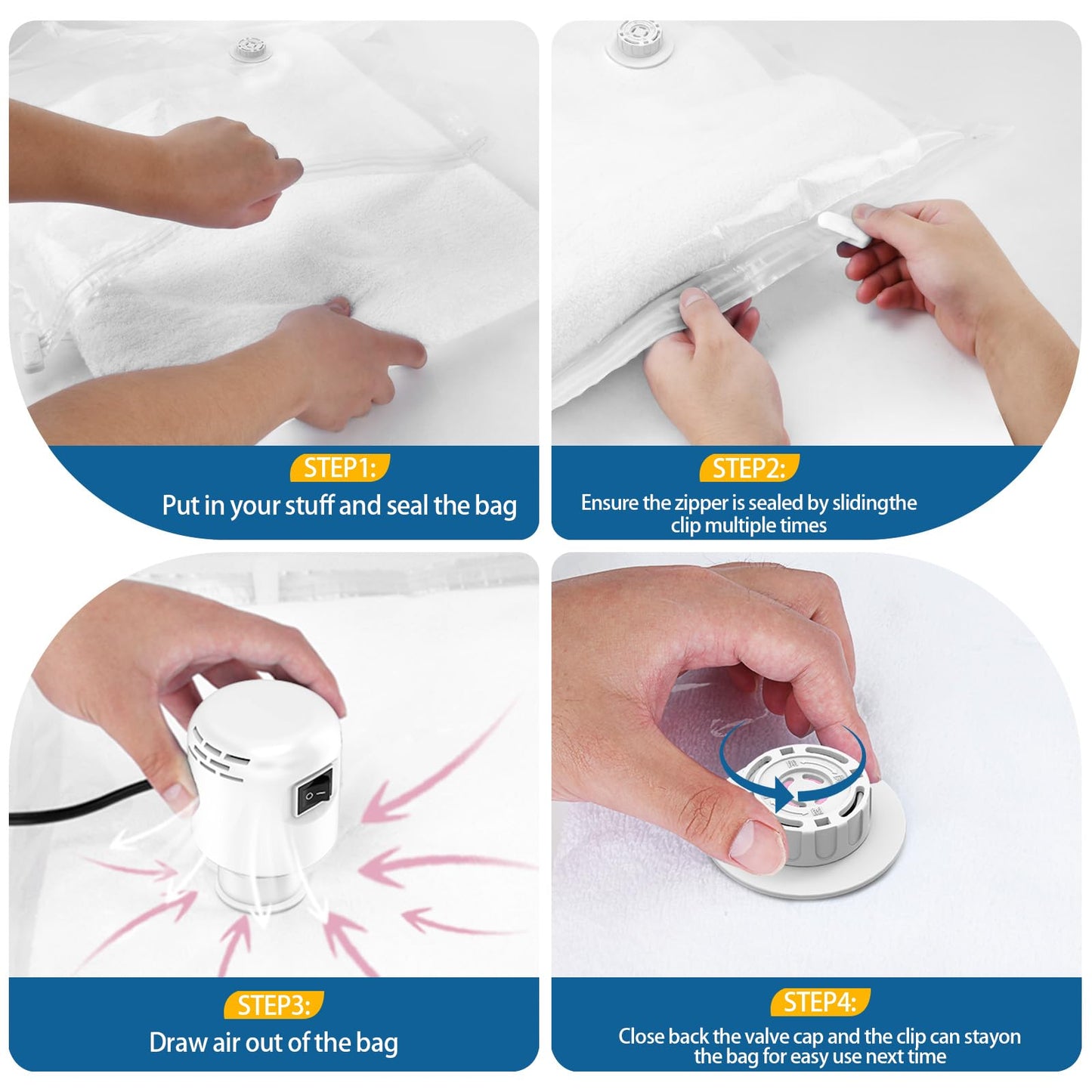 LKV Vacuum Storage Bags with Electric Pump for travel, Space Saver Bags