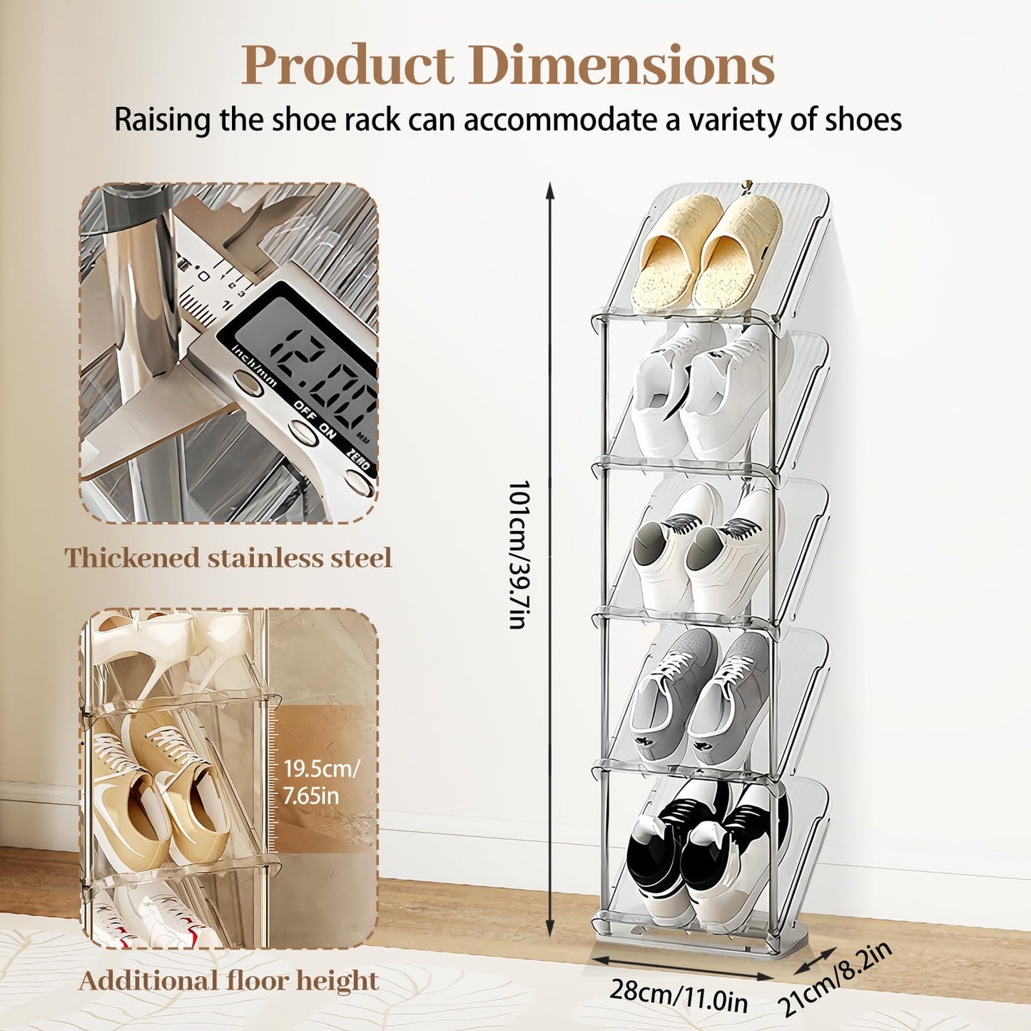 Narrowt Shoe Rack, Slim Shoe Storage Cabinet, Small Corners and Nooks