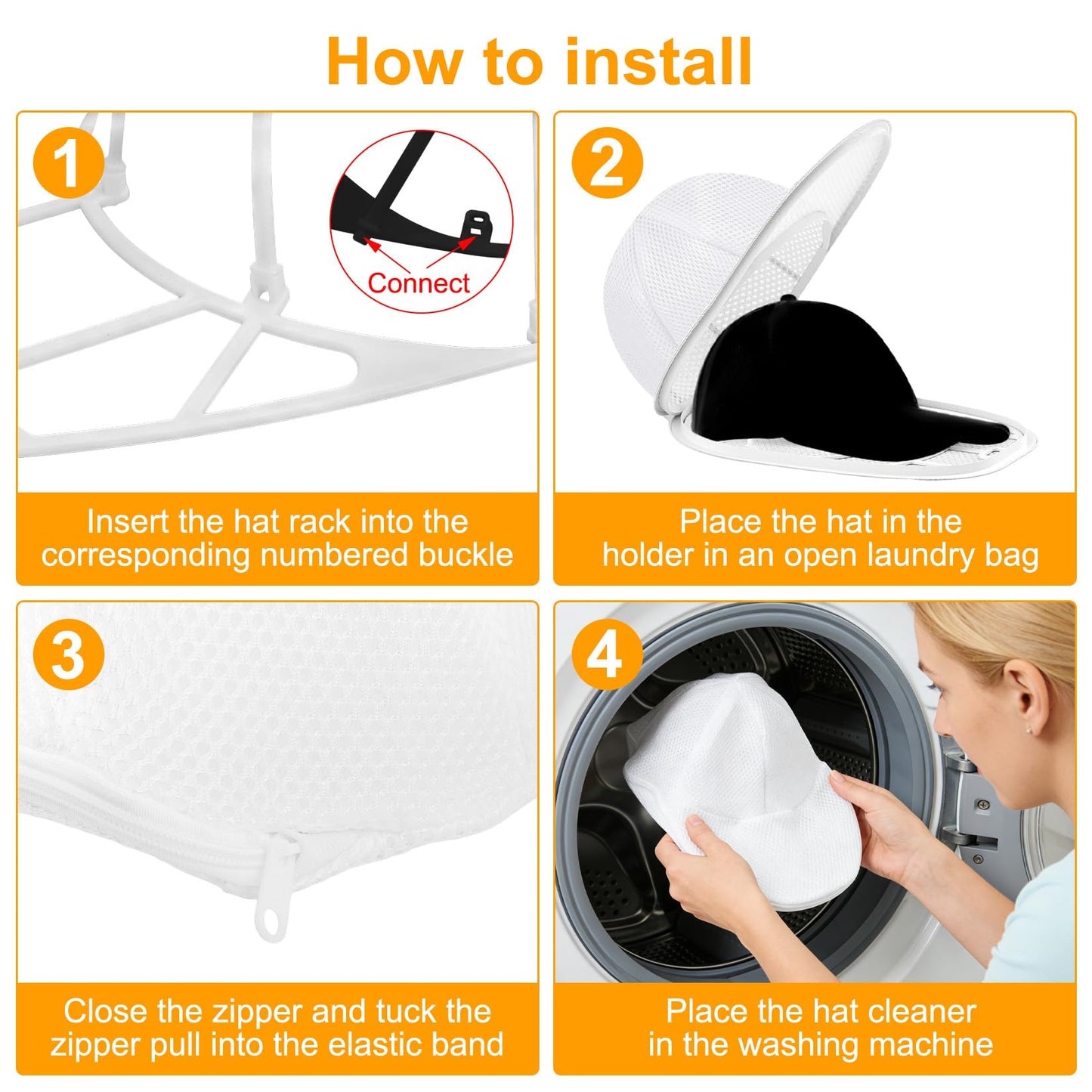 Baseball Cap Washing Cage, Hat Washer Cage, Collapsible Hat Cleaner Washing Cage, cCap Cleaner for Washing Machine & Dishwasher