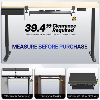 VIVO Extra Long Keyboard Tray Under Desk Pull Out with Extra Sturdy C Clamp Mount System, 86cm (102cm Including Clamps) x 28cm Slide-Out Platform