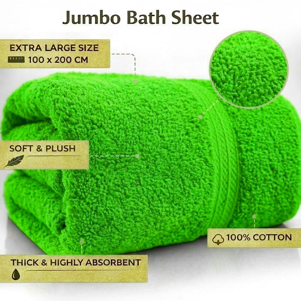 EDB 2X Extra Large Super Jumbo Bath Sheets Towels 100 cm W x 200 cm L Body Wrap Premium Quality 100% Egyptian Cotton Beach, Gym, Spa