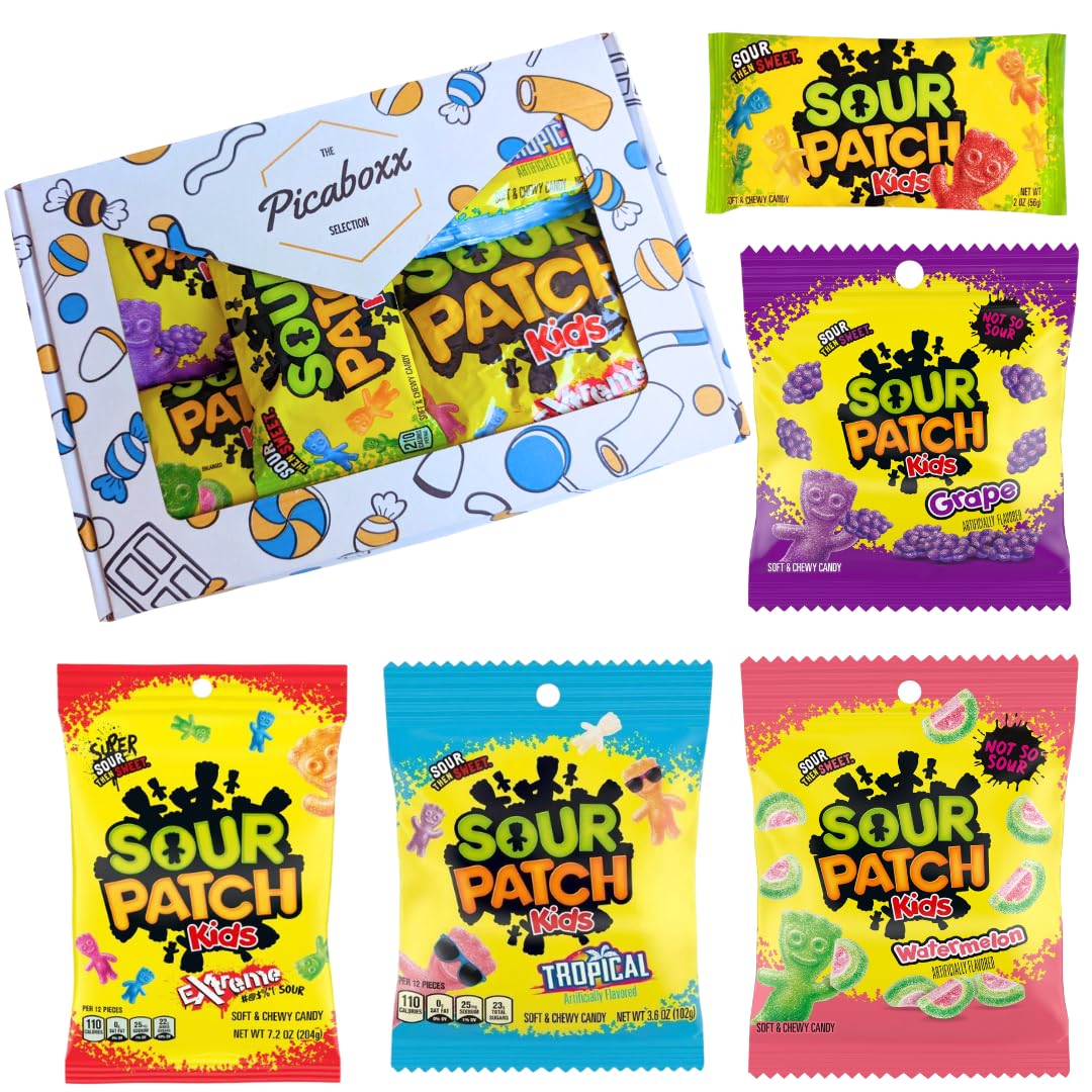 Picaboxx | Sour Patch Kids | American Candy Gift Box | Sweet & Chewy Candy | Vegetarian | Vegan Sweets | Halal Sweets | American Sweets | Pack of 1 |