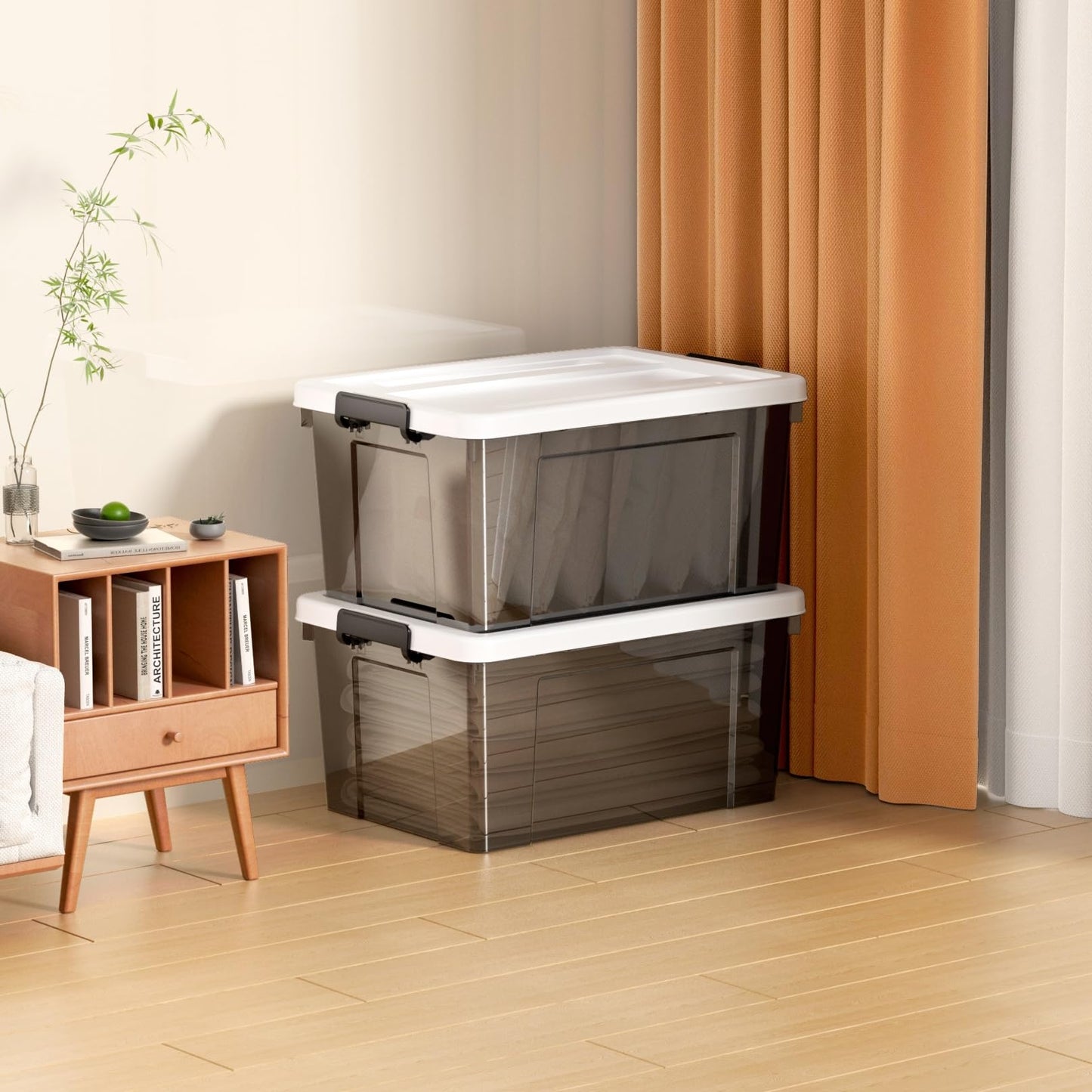 Cetomo 65L* 6Storage Boxes, Plastic Storage Box with Lids, Organizing Container with Secure Latching Buckles, Stackable, Nestable