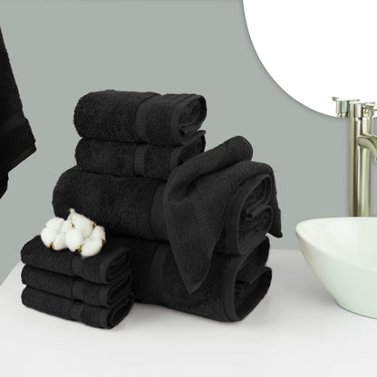 Chakir Turkish Linens | Hotel & Spa Quality 100% Cotton Premium Turkish Towels | Soft & Absorbent 8-Piece Towel Sets, Black