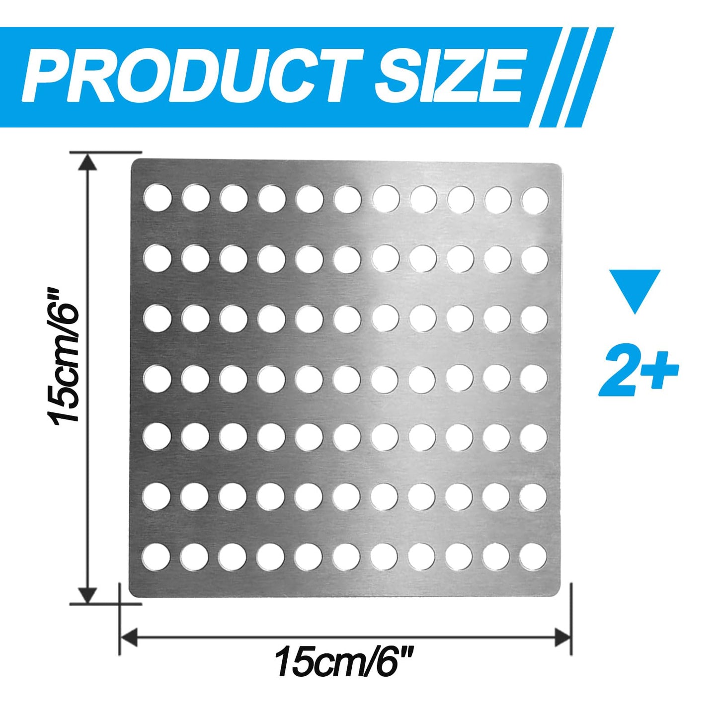 2 Pack Stainless Steel Drain Cover 15x15cm Square Outdoor Drain Cover