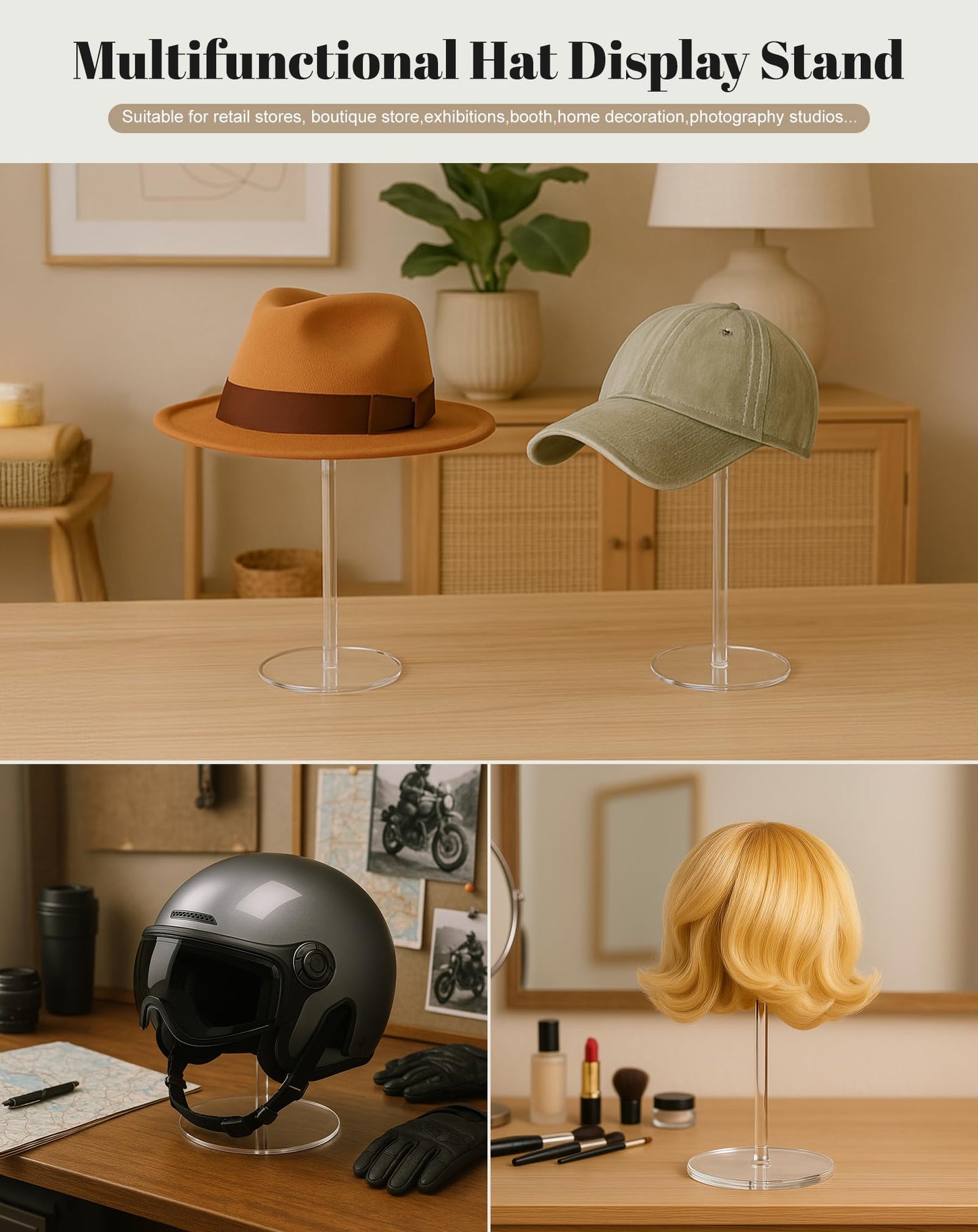 TINGSING Acrylic Hat Display Stand, 13'' Clear Hat Holder