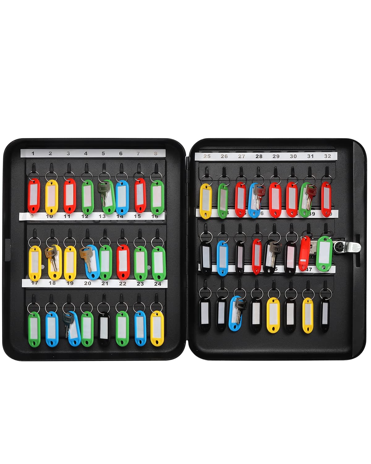 Parrency Combination Lock Key Box with 48 Hooks, Large Wall Mount Combination Lock Cabinet, 11 4/5" x 9 1/5" x 3" Key Tags Included