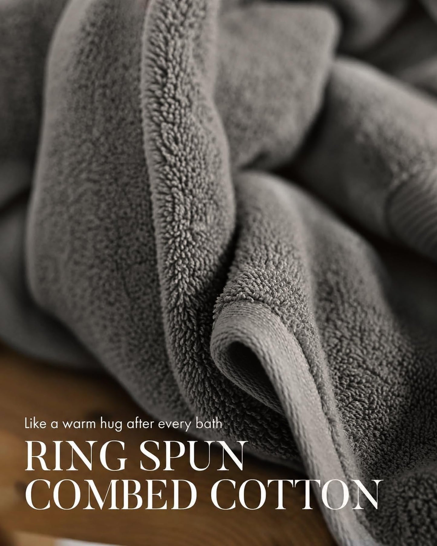 Bliss Luxury Combed Cotton Bath Towels - 34" x 56"/86 x 142 cm Extra Large Premium Quality Bath Sheet - 650 GSM - Soft, Absorbent (4 Pack, Grey)