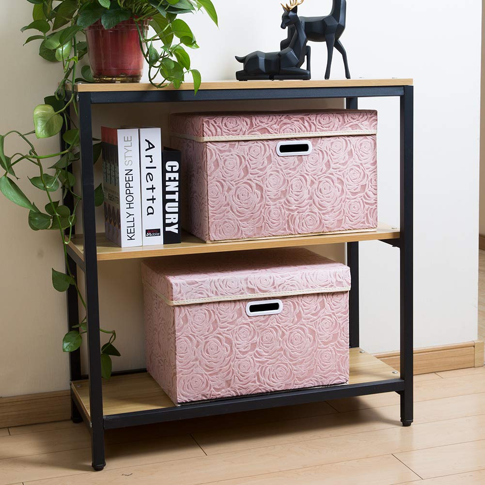 Prandom Storage Boxes with Lids Large.Rose Pattern Fabric Decorative Storage Box, Really Useful Box,Clothing Storage,Cubes