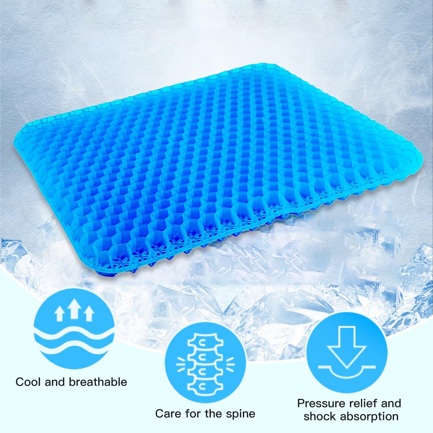 Bettinay Gel Cushion for Sitting with Non Slip Covers, Honeycomb Double Thick Soft Seat for Long Sitting Car Office (40 * 35 * 2.5)