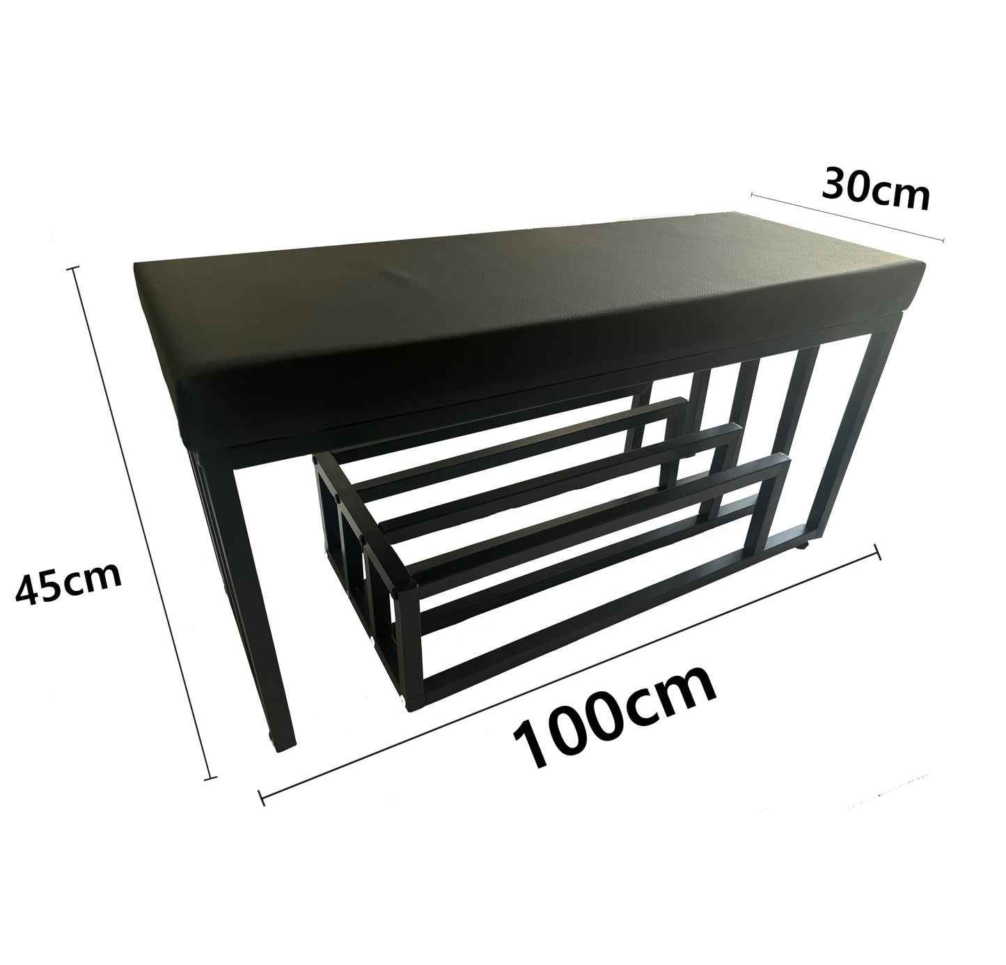 Nonotse Shoe Rack Bench With Seating Area, Metal Black Shoe Rack Hallway Bench With Storage Space For Living Room, Hallway, Entrance Area, 80x30x45cm