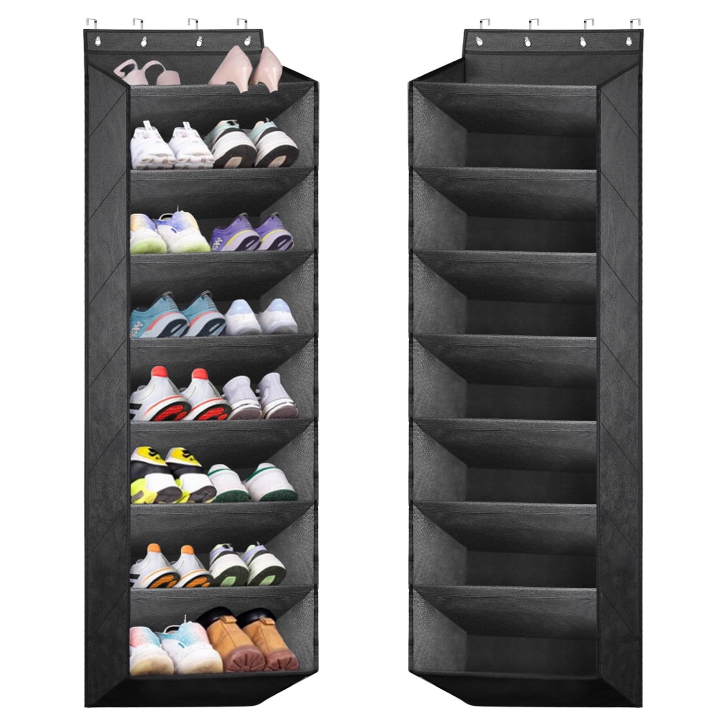 bssmmai Over Door Shoe Storage, Hanging Shoe Storage, Door Shoe Rack with 8 Deep Pockets, Overdoor Shoe Storage Organiser with 4 sturdy metal hooks