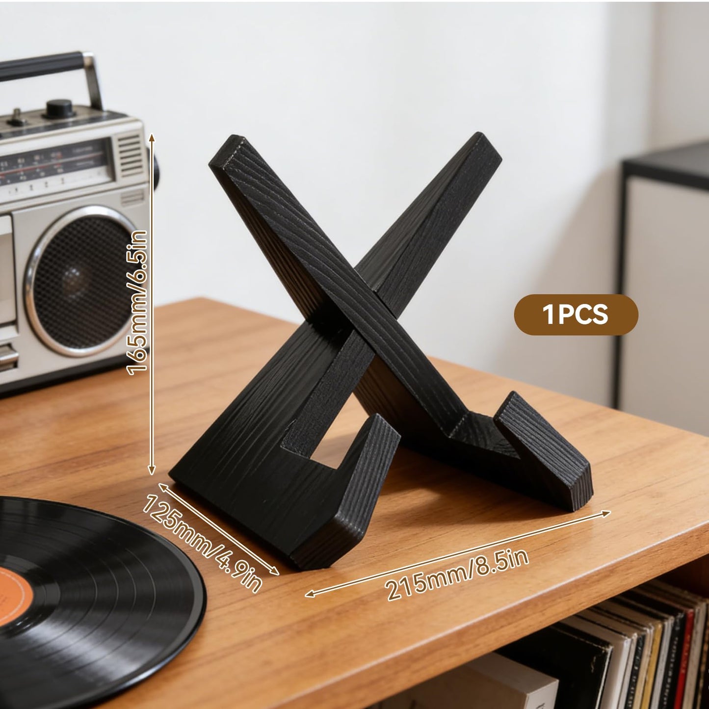 SMYJDMM Now Playing Vinyl Record Stand, Retro Now Spinning Record Stand, Vinyl Records Display Suitable for Magazines Textbooks Mobile Phones Tablets