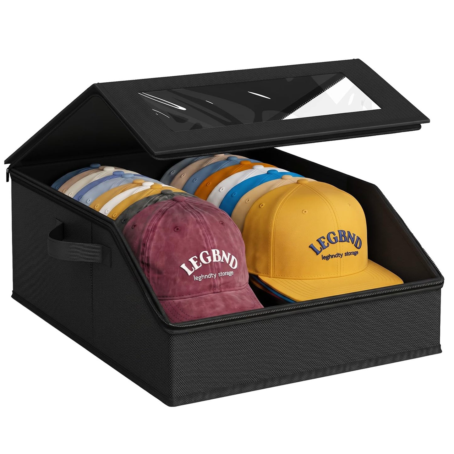 SONAMBULO Hat Storage Box for Baseball Caps, Stackable, Holds 24 (Black)