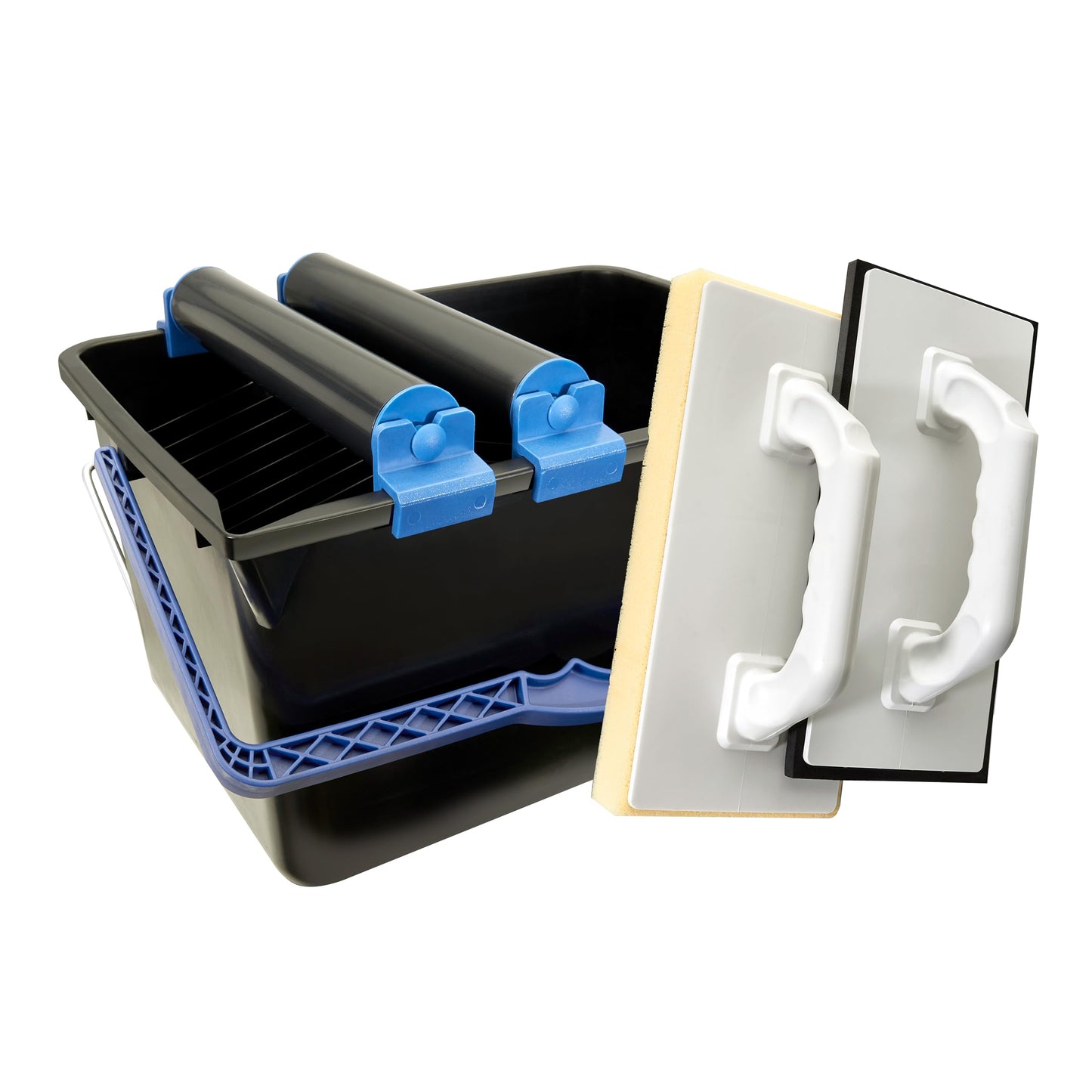 HELPMATE ? Tile Washing Set 5 pcs. with 12-Liter Bucket, Double Roller Attachment, Tile Washing Board & Joint Board ? tiler's Tool for Thorough