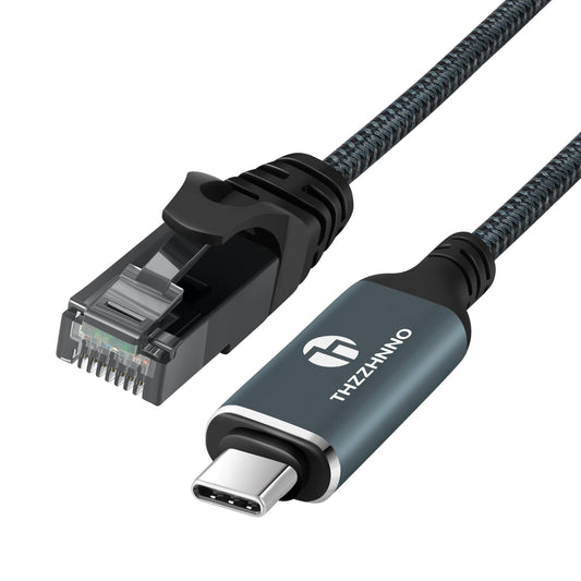 Thzzhnno USB C to Ethernet Cable 3M, Type C to RJ45 Gigabit LAN Network Adapter Cord,Directly Connected,Thunderbolt 3/4 Compatible for MacBook